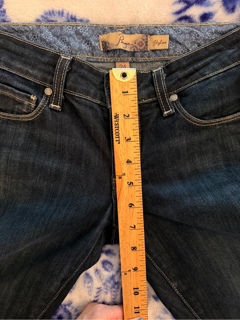 PAIGE 24 Lowrise Skyline Cropped Skinny Jeans Dark Wash - Picture 7 of 10